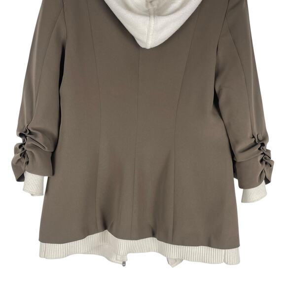 Cinq a Sept Khloe Knitted Sweater Blazer Jacket Hooded Brown Size 4 - Picture 9 of 13